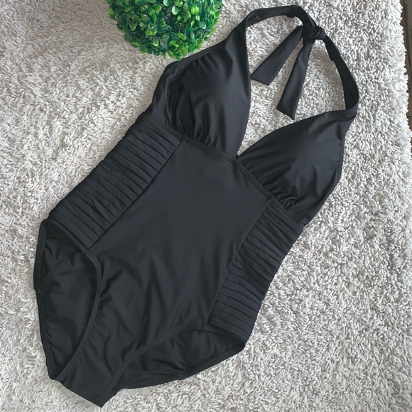 NWOT CALVIN KLEIN Side Pleated One piece swing sui - Picture 2 of 10